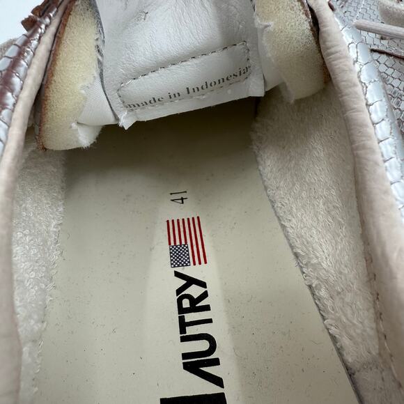 Autry Medalist Shoes SZ 41 (US 11) Sneaker Silver Metallic Snake Low Top Leather - Picture 13 of 16